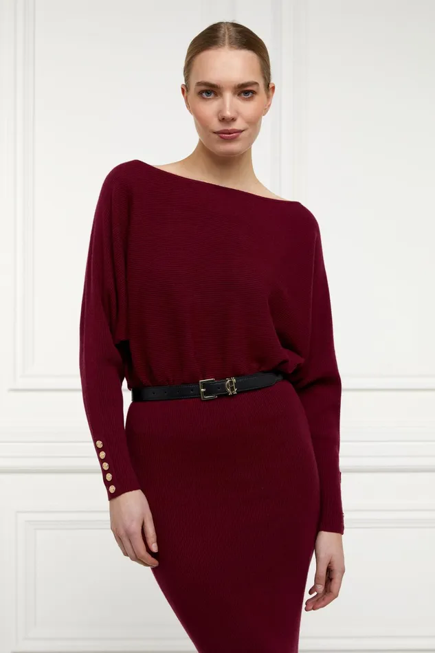 Holland Cooper Dresses Women Leyla Knitted Dress Wine Holland Cooper Dresses Women Leyla Knitted Dress Wine