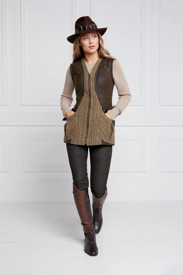 Holland Cooper Gilets Women Field Vest Hailes Green Tweed