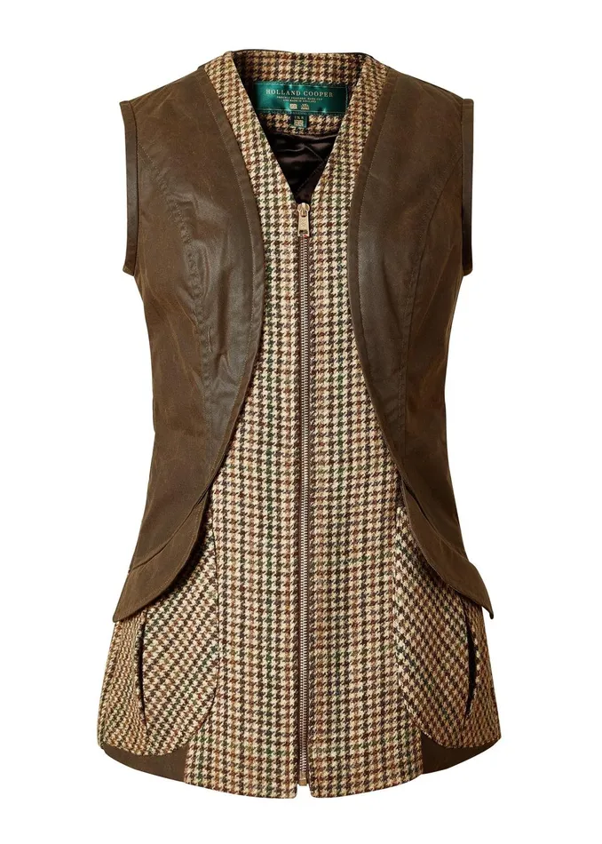 Holland Cooper Gilets Women Field Vest Hailes Green Tweed
