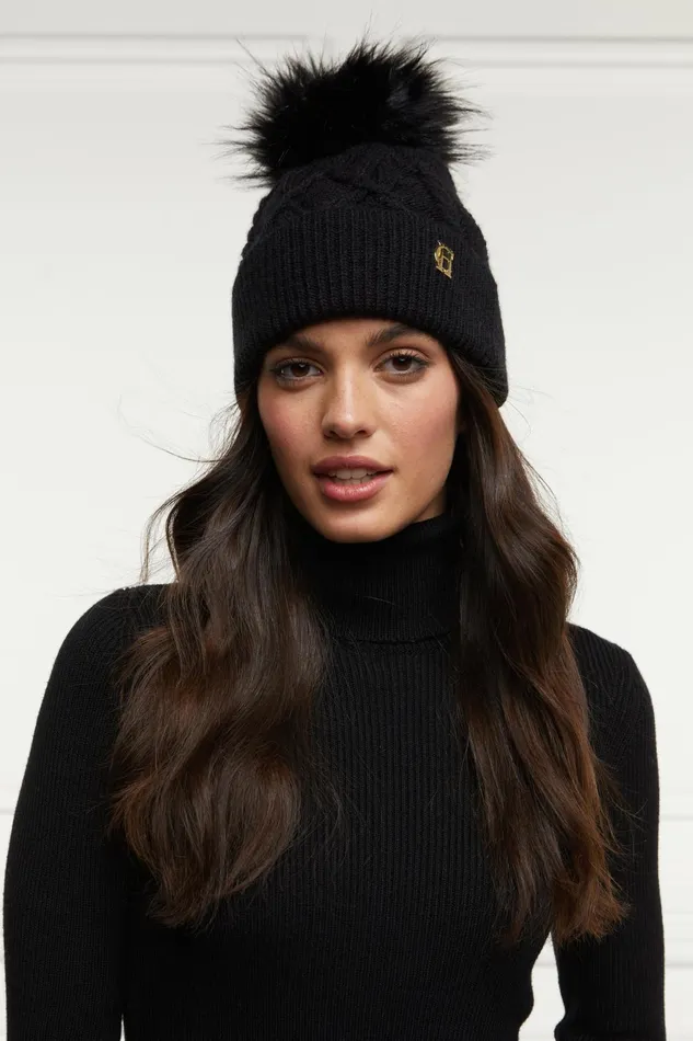 Holland Cooper Hats and Headbands Women Cortina Bobble Hat Black Holland Cooper Hats and Headbands Women Cortina Bobble Hat Black