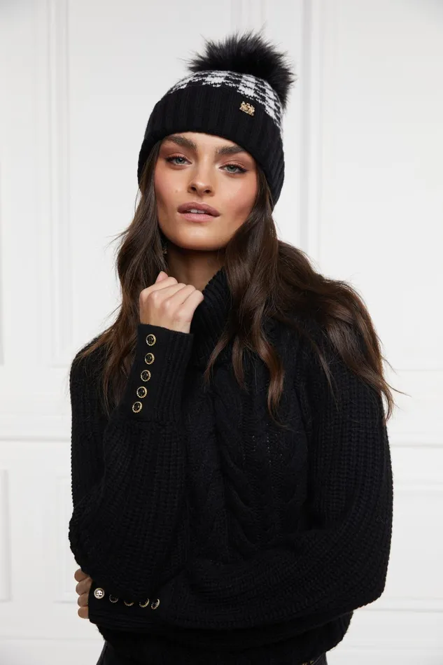 Holland Cooper Hats and Headbands Women Heritage Bobble Hat Houndstooth Holland Cooper Hats and Headbands Women Heritage Bobble Hat Houndstooth