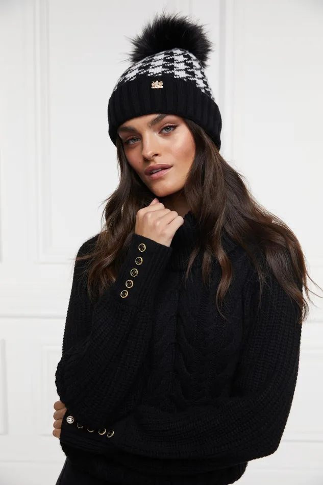 Holland Cooper Hats and Headbands Women Heritage Bobble Hat Houndstooth Holland Cooper Hats and Headbands Women Heritage Bobble Hat Houndstooth