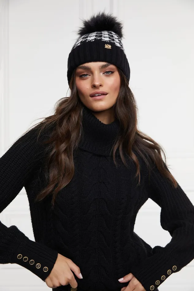 Holland Cooper Hats and Headbands Women Heritage Bobble Hat Houndstooth Holland Cooper Hats and Headbands Women Heritage Bobble Hat Houndstooth