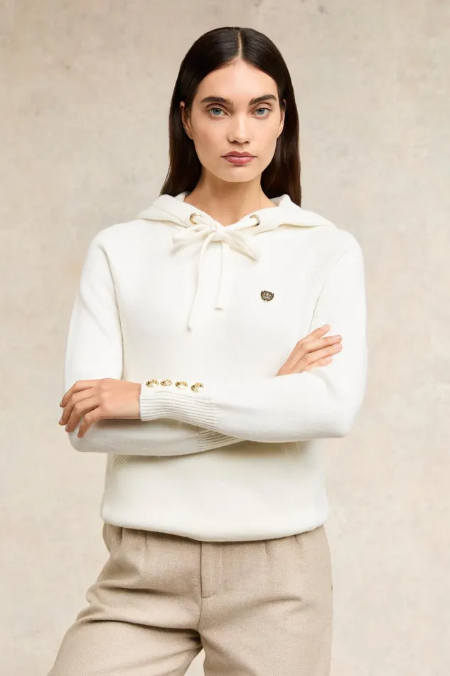 Holland Cooper Hoodies Women Verbier Knitted Hoodie Natural Holland Cooper Hoodies Women Verbier Knitted Hoodie Natural