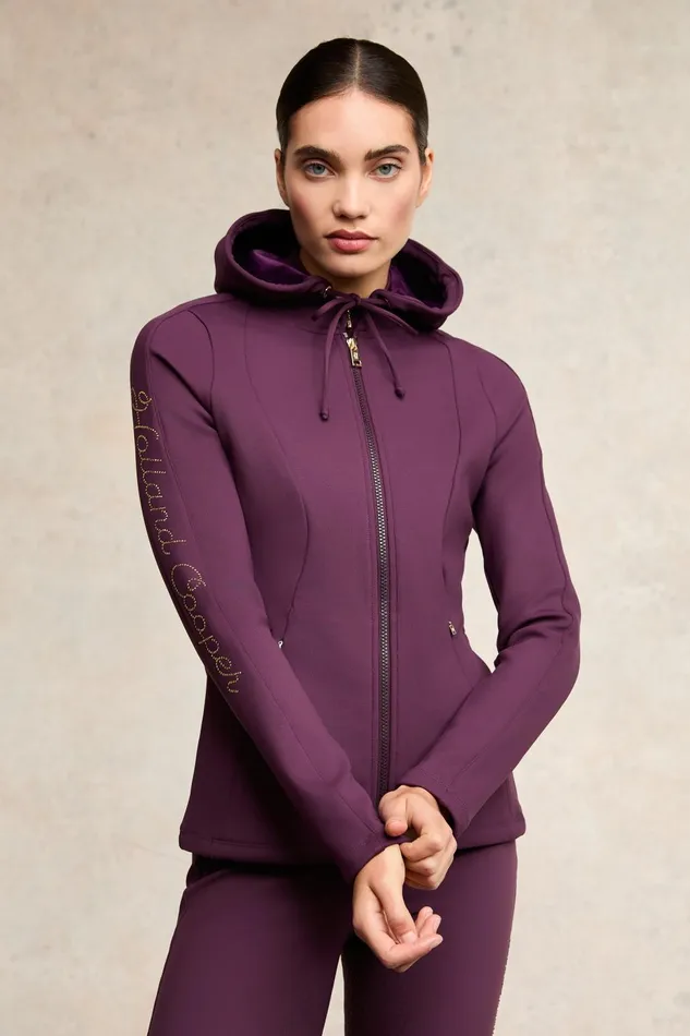 Holland Cooper Jackets Women Crystal Zip Hoodie Aubergine