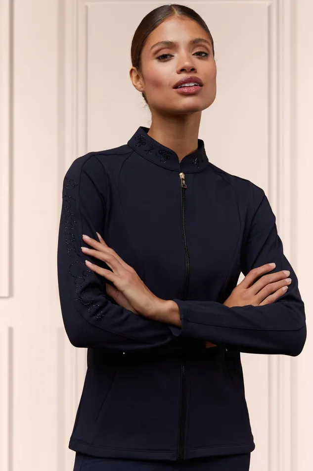 Holland Cooper Jackets Women Crystal Zip Jacket Ink Navy