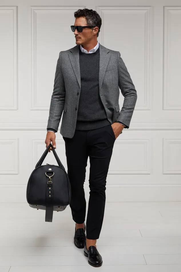 Holland Cooper Knitwear Men Byron Crew Neck Knit Charcoal