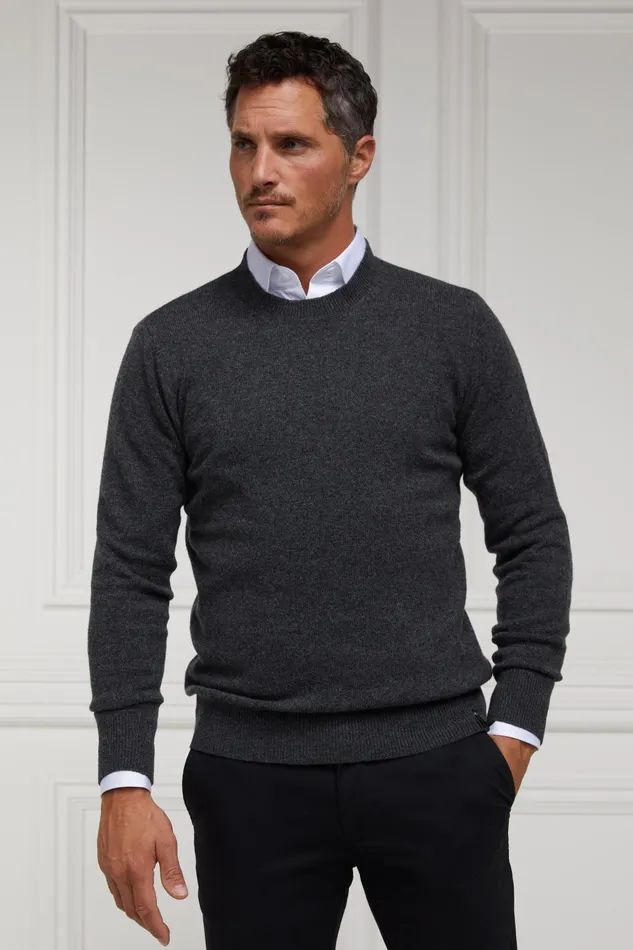 Holland Cooper Knitwear Men Byron Crew Neck Knit Charcoal