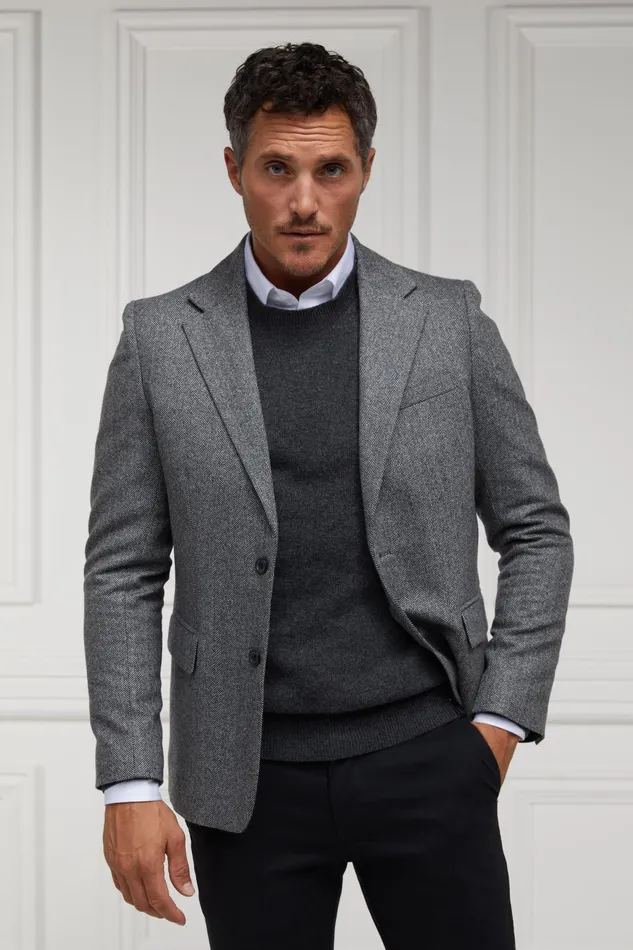 Holland Cooper Knitwear Men Byron Crew Neck Knit Charcoal
