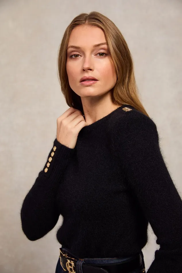 Holland Cooper Knitwear Women Amy Crew Neck Knit Black Holland Cooper Knitwear Women Amy Crew Neck Knit Black