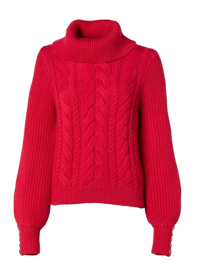 Holland Cooper Knitwear Women Corded Roll Neck Knit Raspberry Holland Cooper Knitwear Women Corded Roll Neck Knit Raspberry