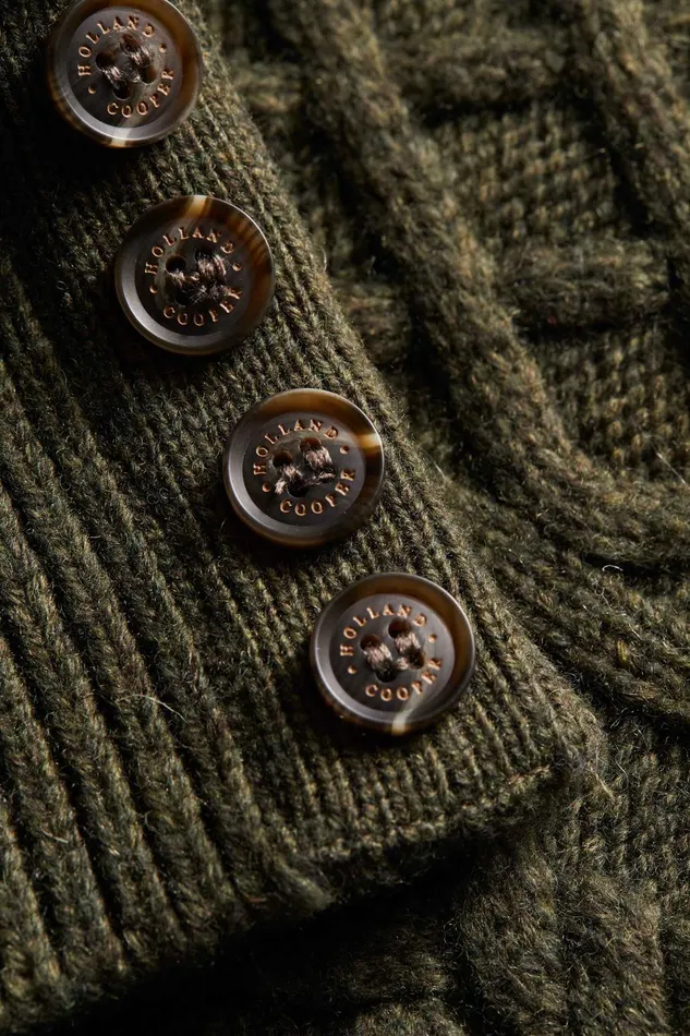 Holland Cooper Knitwear Women Country Cable Quarter Zip Knit Forest Green Holland Cooper Knitwear Women Country Cable Quarter Zip Knit Forest Green