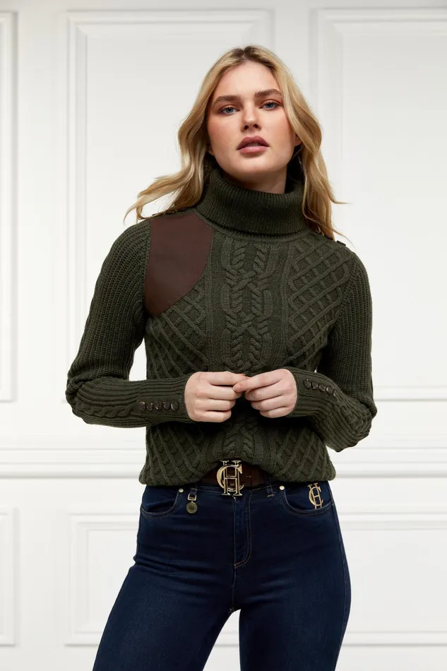 Holland Cooper Knitwear Women Country Roll Neck Knit Forest Green