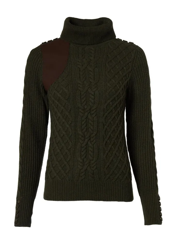 Holland Cooper Knitwear Women Country Roll Neck Knit Forest Green Holland Cooper Knitwear Women Country Roll Neck Knit Forest Green