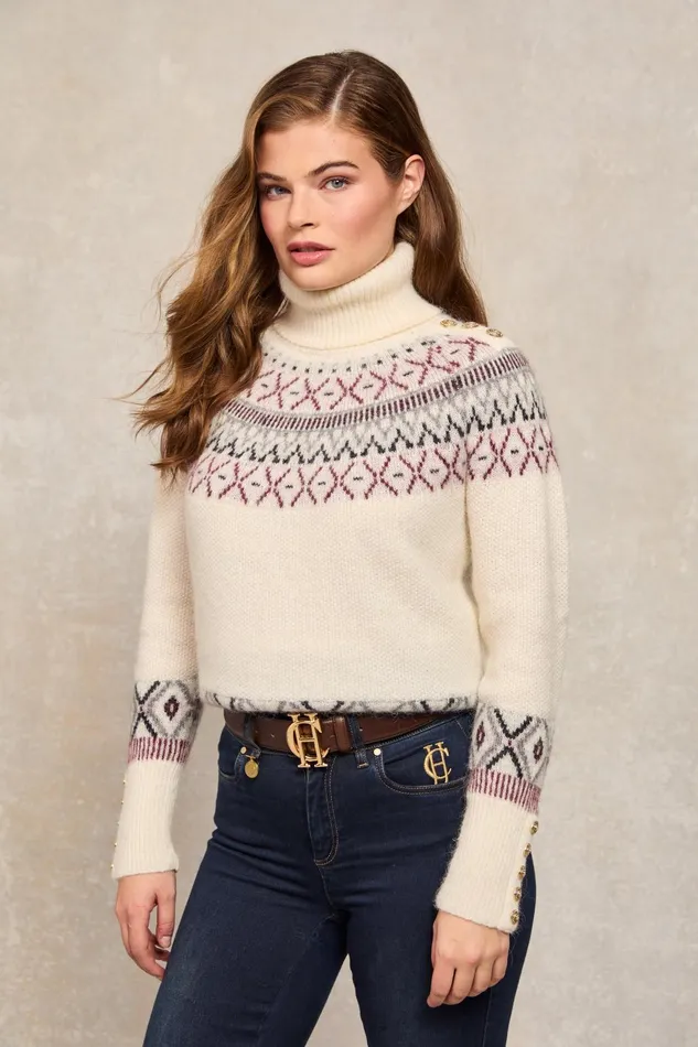 Holland Cooper Knitwear Women Fairisle Knit Cream Holland Cooper Knitwear Women Fairisle Knit Cream