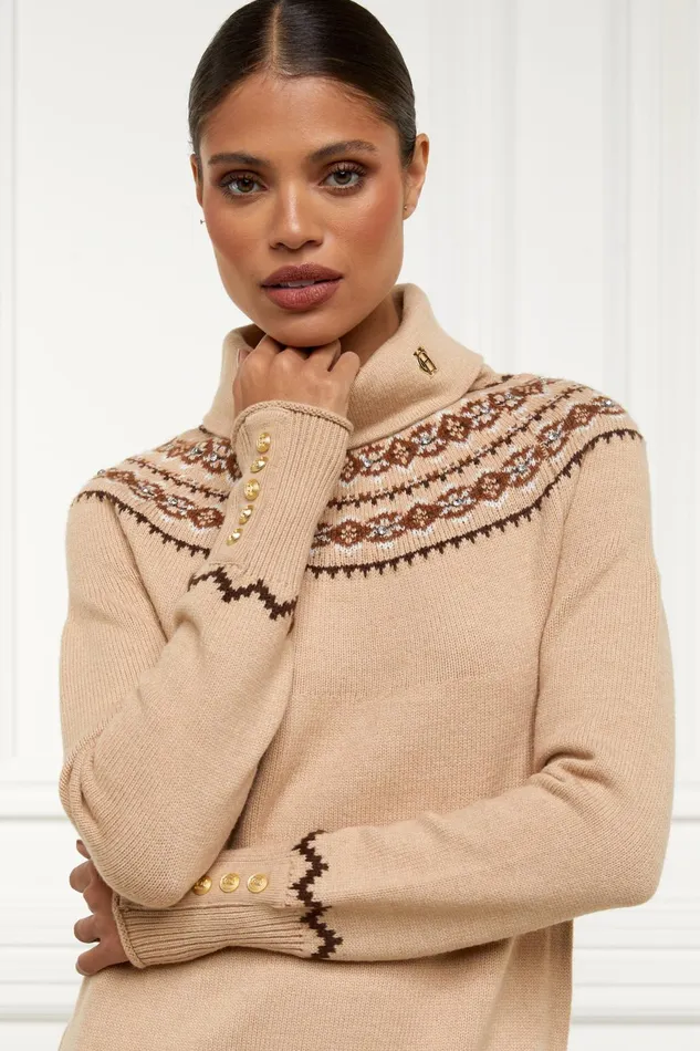 Holland Cooper Knitwear Women Jennifer Midi Knit Dress Camel Holland Cooper Knitwear Women Jennifer Midi Knit Dress Camel