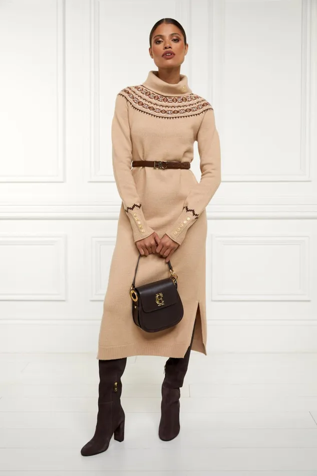 Holland Cooper Knitwear Women Jennifer Midi Knit Dress Camel Holland Cooper Knitwear Women Jennifer Midi Knit Dress Camel