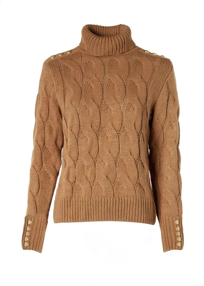 Holland Cooper Knitwear Women Lucia Roll Neck Knit Toffee