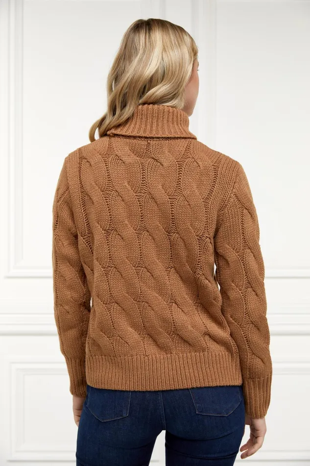 Holland Cooper Knitwear Women Lucia Roll Neck Knit Toffee