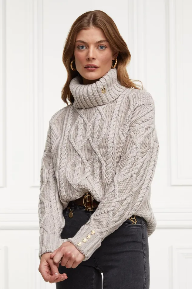 Holland Cooper Knitwear Women Noveli Cable Knit Taupe