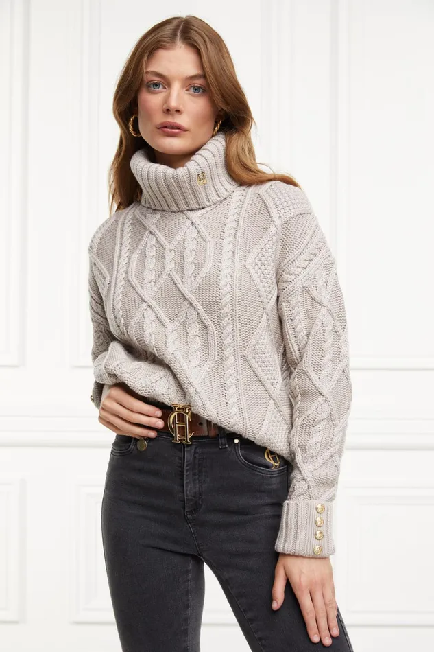 Holland Cooper Knitwear Women Noveli Cable Knit Taupe Holland Cooper Knitwear Women Noveli Cable Knit Taupe