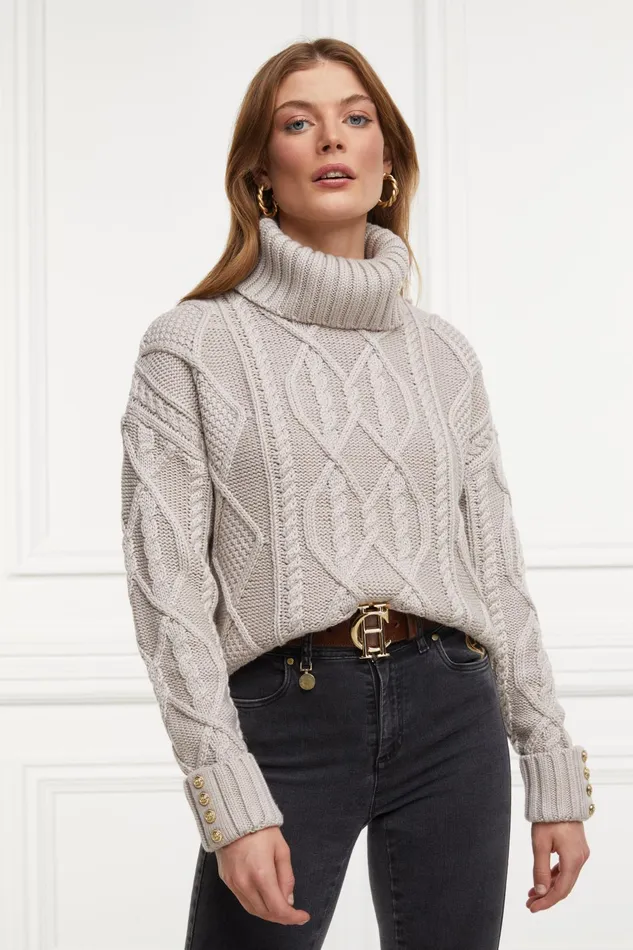 Holland Cooper Knitwear Women Noveli Cable Knit Taupe Holland Cooper Knitwear Women Noveli Cable Knit Taupe