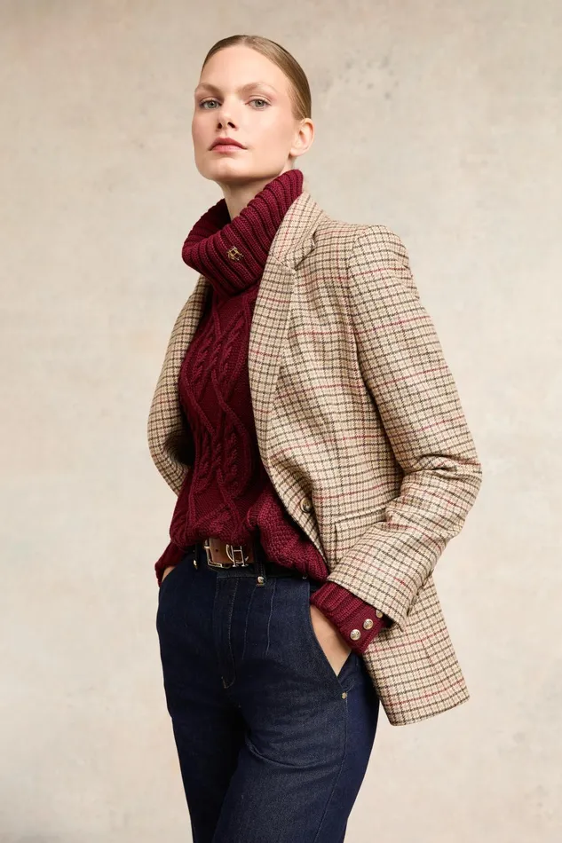 Holland Cooper Knitwear Women Noveli Cable Knit Wine Holland Cooper Knitwear Women Noveli Cable Knit Wine