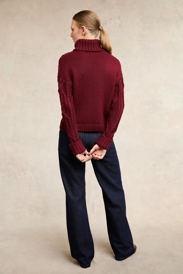 Holland Cooper Knitwear Women Noveli Cable Knit Wine Holland Cooper Knitwear Women Noveli Cable Knit Wine