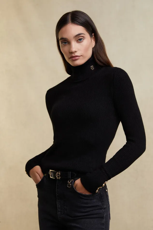 Holland Cooper Knitwear Women Painswick Roll Neck Black Holland Cooper Knitwear Women Painswick Roll Neck Black