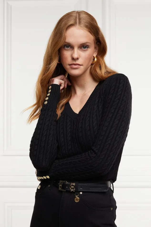 Holland Cooper Knitwear Women Seattle VNeck Knit Black