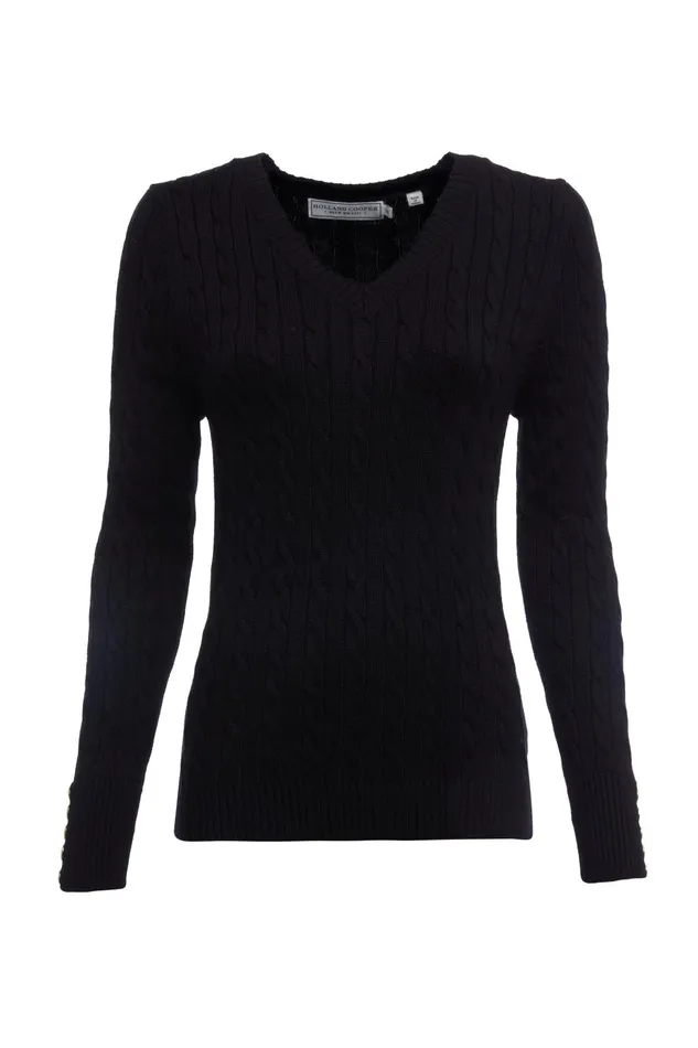 Holland Cooper Knitwear Women Seattle VNeck Knit Black Holland Cooper Knitwear Women Seattle VNeck Knit Black