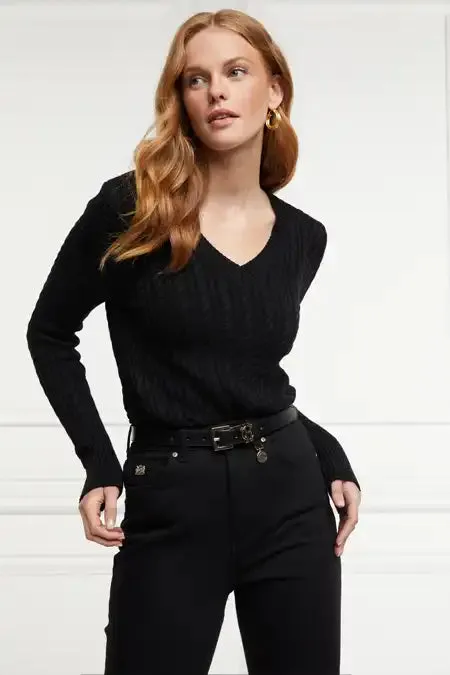Holland Cooper Knitwear Women Seattle VNeck Knit Black Holland Cooper Knitwear Women Seattle VNeck Knit Black