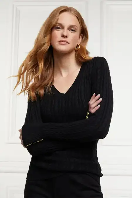 Holland Cooper Knitwear Women Seattle VNeck Knit Black Holland Cooper Knitwear Women Seattle VNeck Knit Black