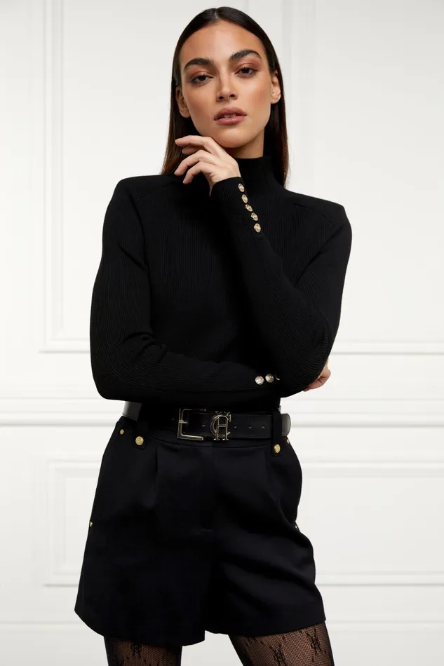 Holland Cooper Knitwear Women Tara High Neck Knit Black Holland Cooper Knitwear Women Tara High Neck Knit Black
