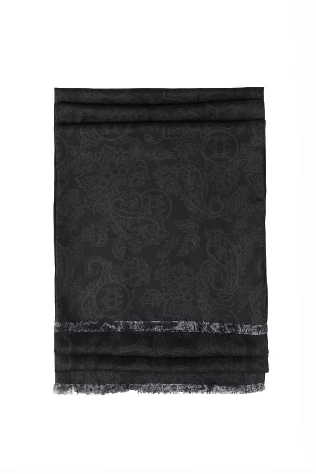Holland Cooper Scarves Men S Silk Scarf Black Charcoal Paisley