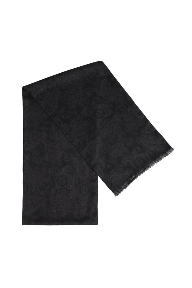 Holland Cooper Scarves Men S Silk Scarf Black Charcoal Paisley