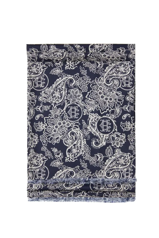 Holland Cooper Scarves Men S Silk Scarf Ink Navy Cream Paisley