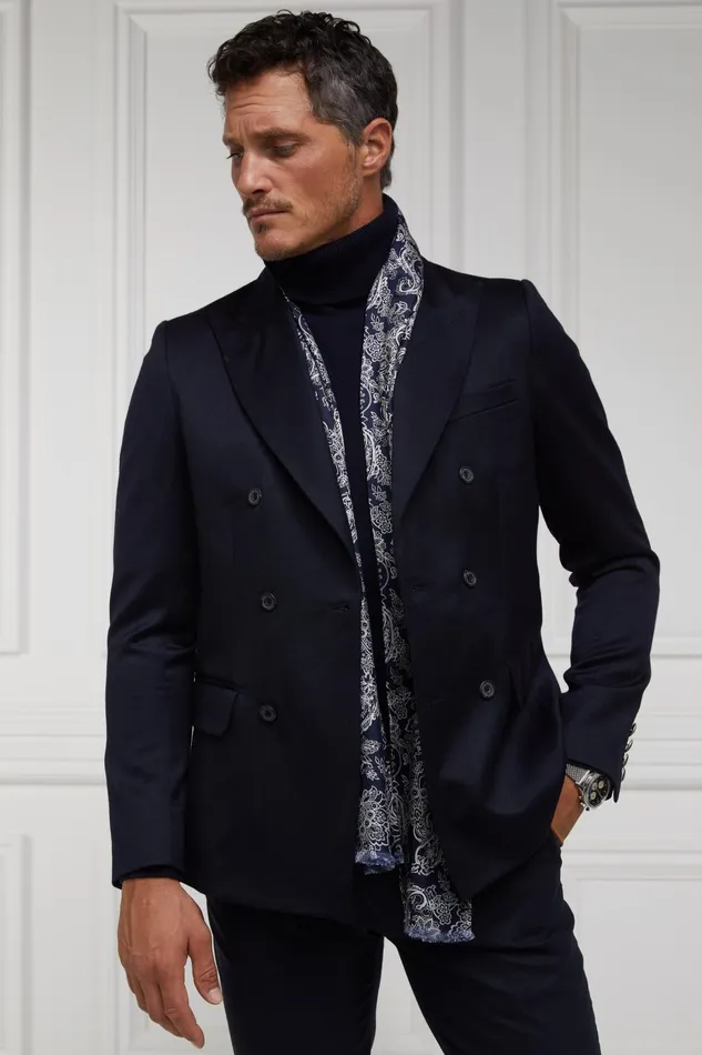 Holland Cooper Scarves Men S Silk Scarf Ink Navy Cream Paisley