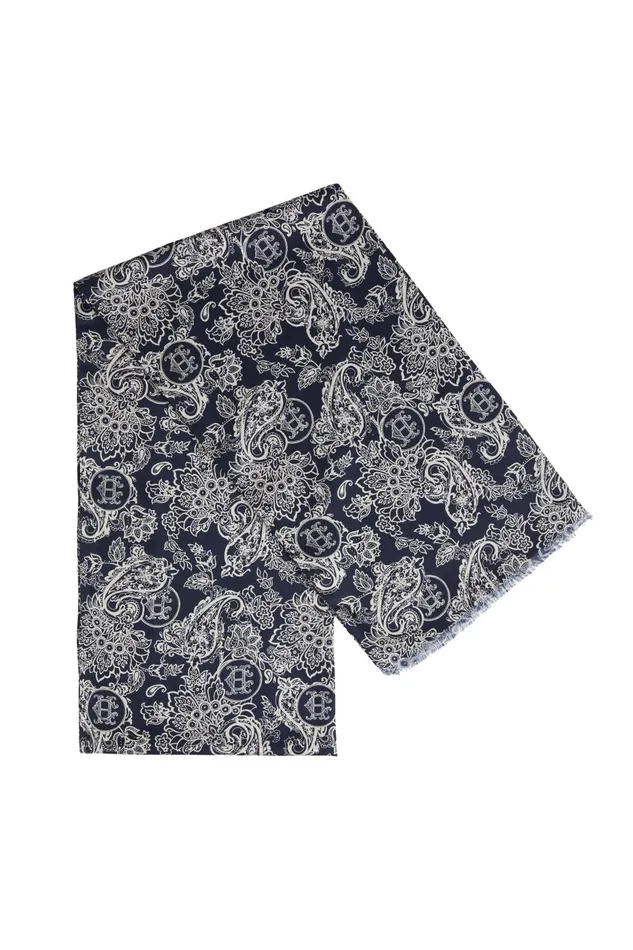 Holland Cooper Scarves Men S Silk Scarf Ink Navy Cream Paisley