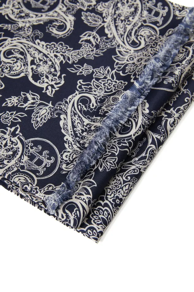 Holland Cooper Scarves Men S Silk Scarf Ink Navy Cream Paisley