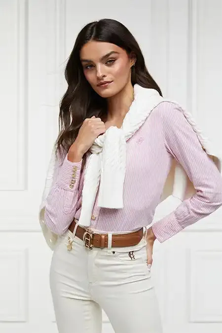 Holland Cooper Shirts and Blouses Women Classic VNeck Blouse Pink Stripe Holland Cooper Shirts and Blouses Women Classic VNeck Blouse Pink Stripe