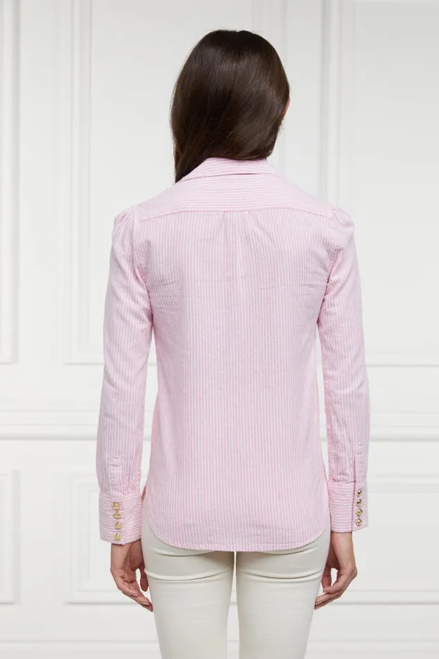 Holland Cooper Shirts and Blouses Women Classic VNeck Blouse Pink Stripe Holland Cooper Shirts and Blouses Women Classic VNeck Blouse Pink Stripe