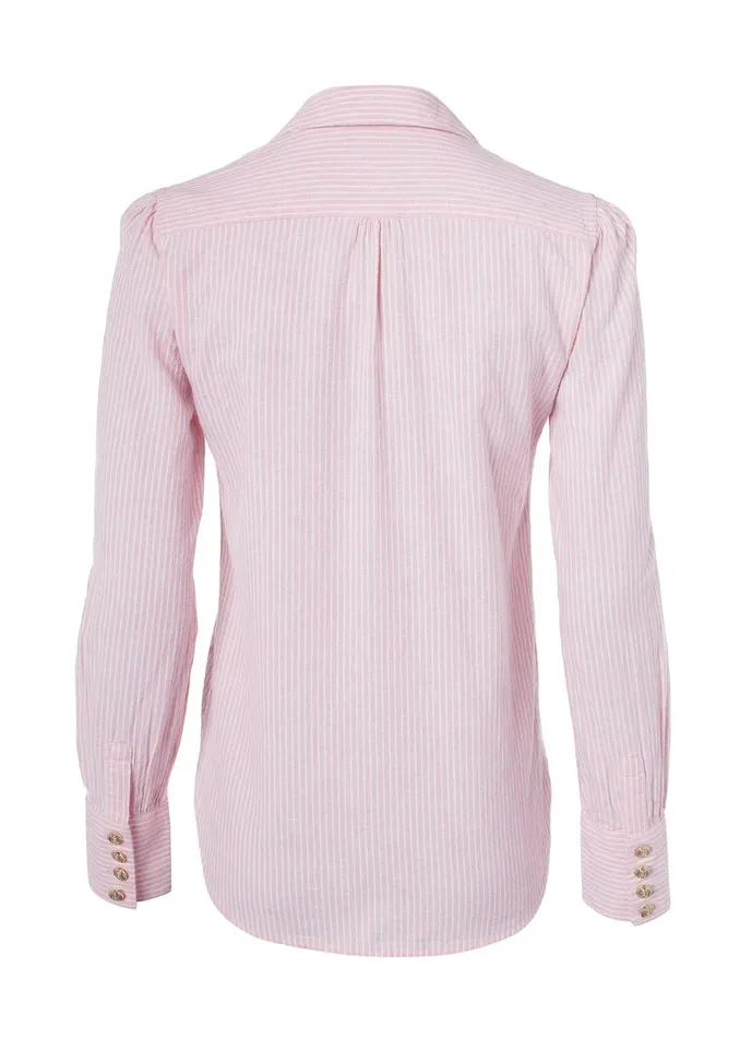 Holland Cooper Shirts and Blouses Women Classic VNeck Blouse Pink Stripe Holland Cooper Shirts and Blouses Women Classic VNeck Blouse Pink Stripe