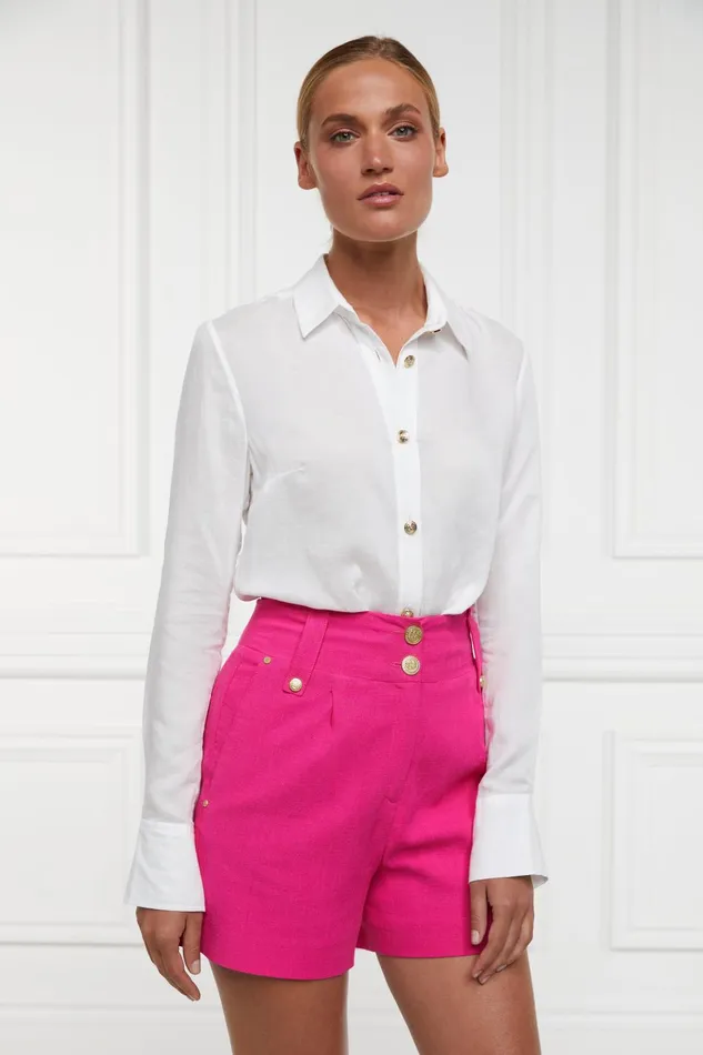 Holland Cooper Shorts Women Tailored Short Hot Pink Linen