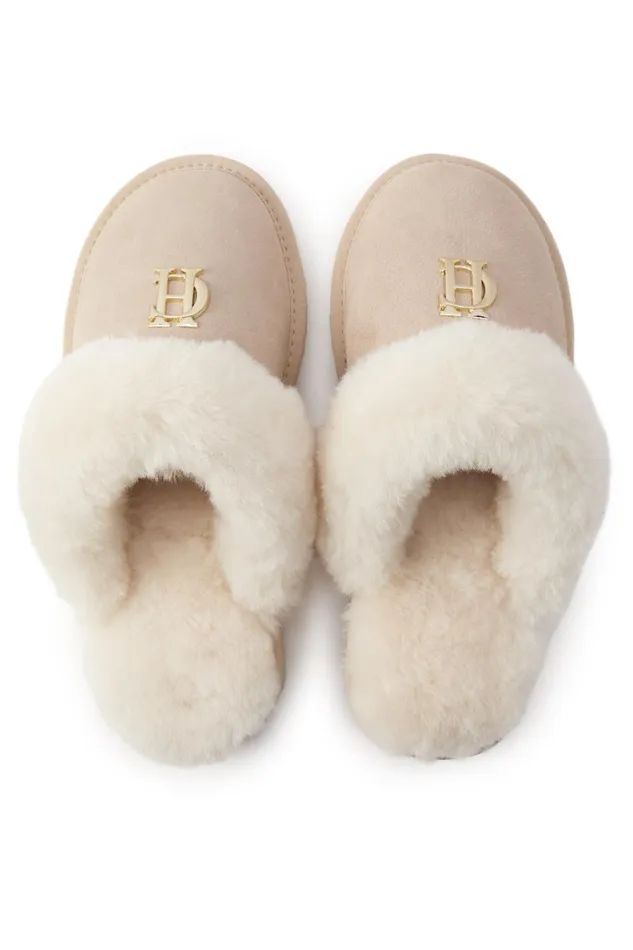 Holland Cooper Sleepwear Women HC Shearling Slipper Oyster Holland Cooper Sleepwear Women HC Shearling Slipper Oyster
