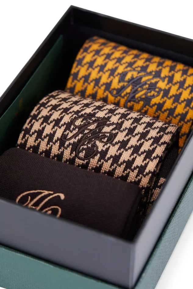 Holland Cooper Socks Men S Sock Gift Box Chocolate Houndstooth Holland Cooper Socks Men S Sock Gift Box Chocolate Houndstooth