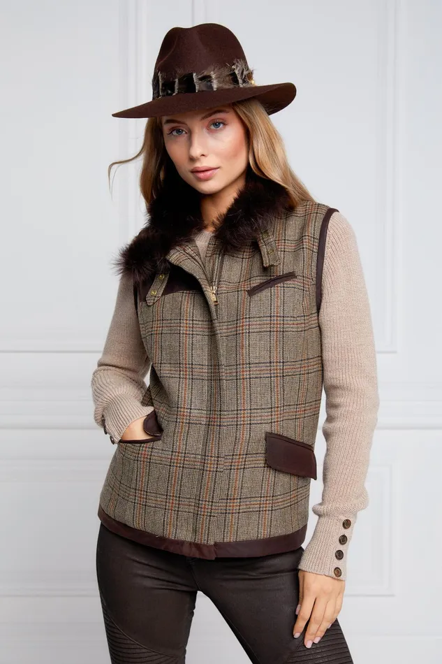 Holland Cooper Tailoring Women Aviator Gilet Bourbon Tweed