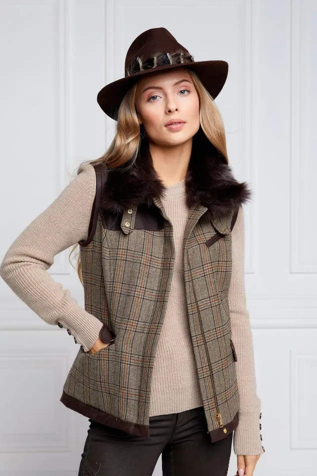 Holland Cooper Tailoring Women Aviator Gilet Bourbon Tweed