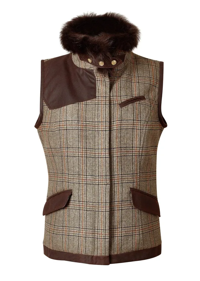 Holland Cooper Tailoring Women Aviator Gilet Bourbon Tweed