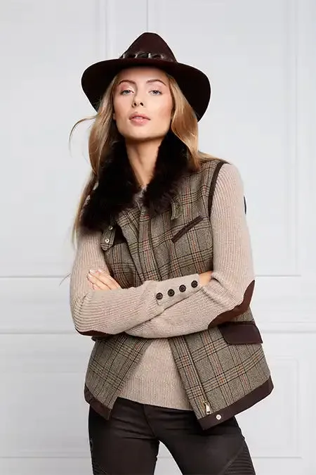 Holland Cooper Tailoring Women Aviator Gilet Bourbon Tweed